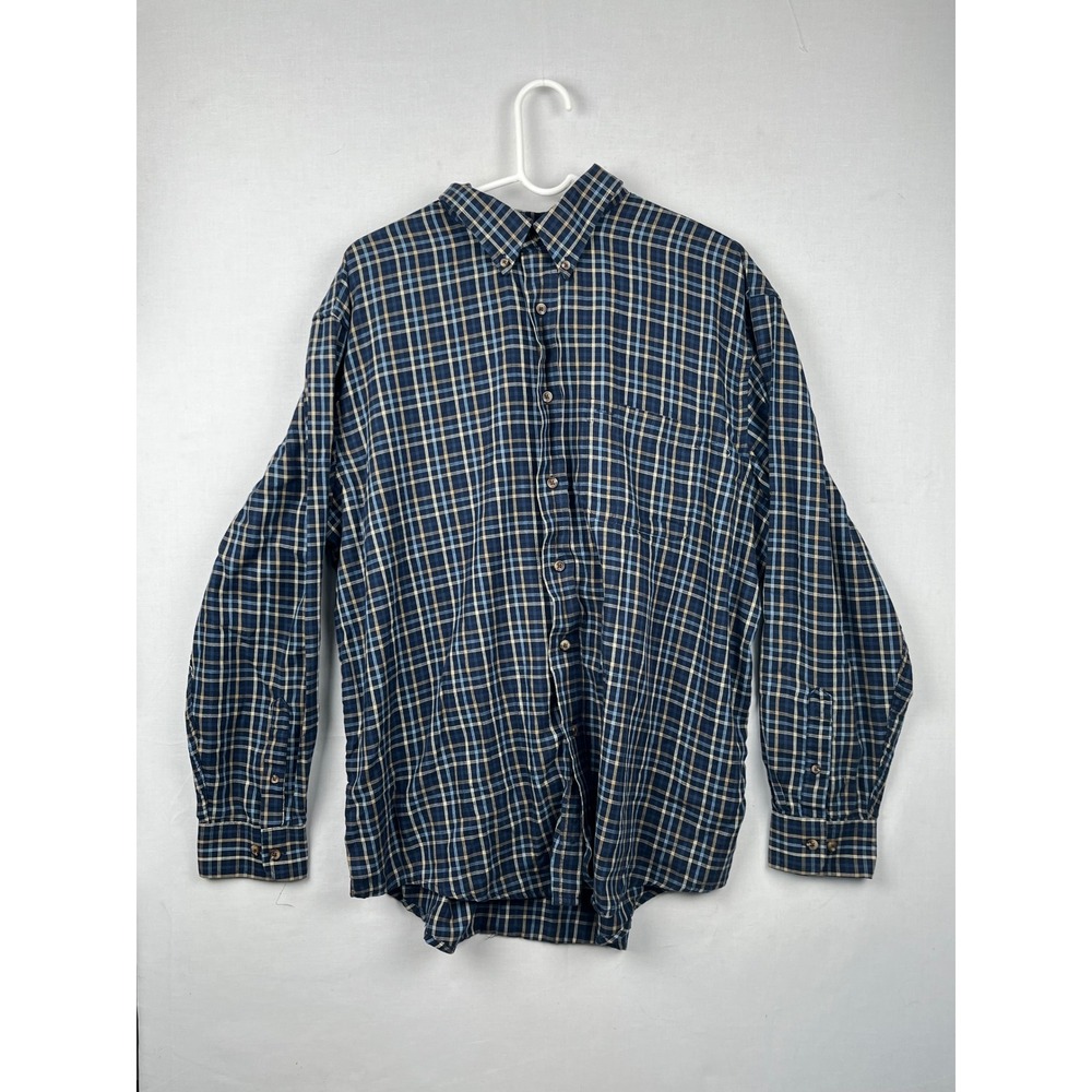 Arrow Plaid Button Down Shirt Mens XL Long Sleeve Blue Tan 5220302 F2014